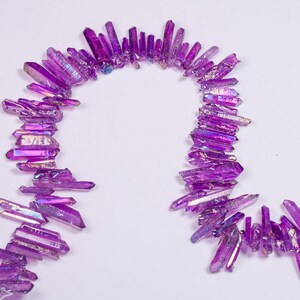 Rainbow DarkViolet Titanium Raw Crystal Points-AB plating/Titanium Aura Raw Crystal beads for Crown,Pendant,Earing,Approx.10~20mm-one Strand