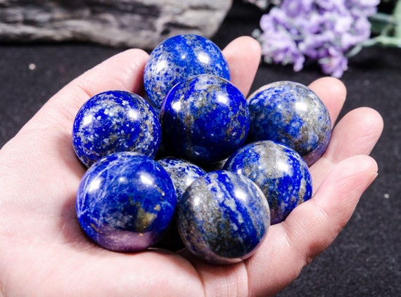 20mm Natural Lapis Lazuli Blue Crystal Ball Healing Sphere Stand DIY Home Decor