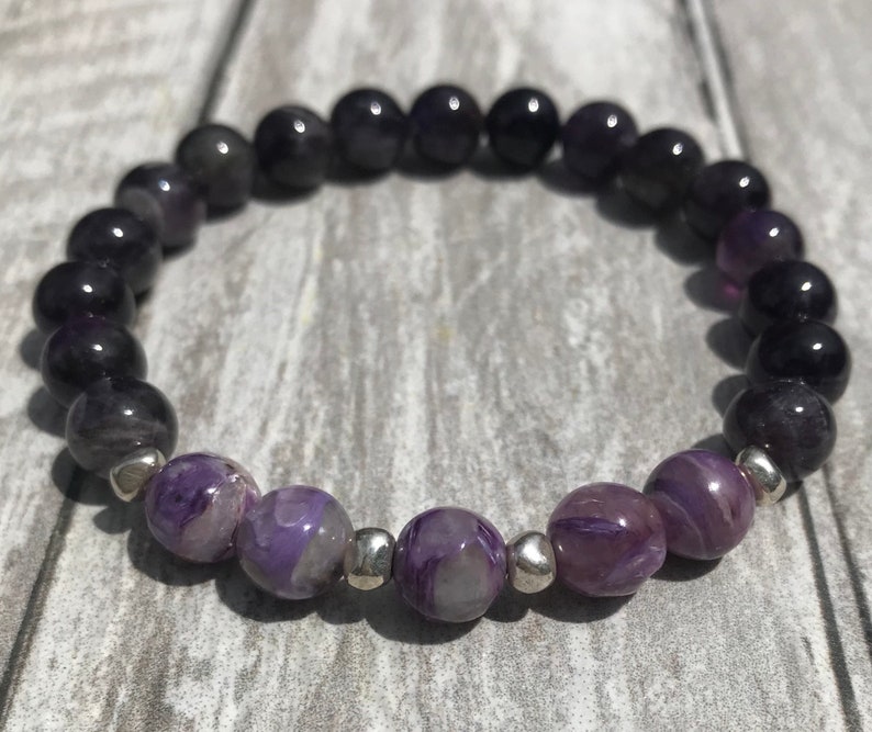 Natural Amethyst Jewelry Amethyst Bead Bracelet Deep Purple Lavender February Birthstone Jewelry Purple Bead Bracelet Amethyst Bracelet