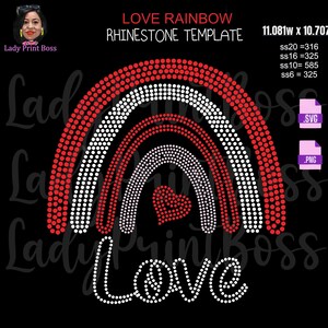 Rainbow Love Rhinestone Template| Silhouette Cameo, Cricut, SVG, PNG Cut FIle