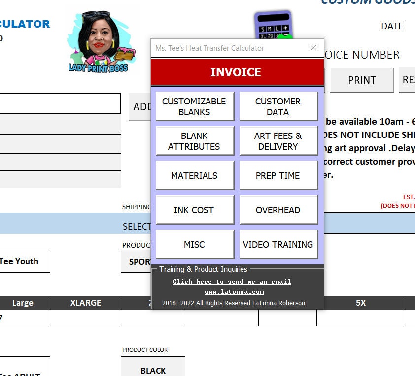 Custom Tshirt Heat Transfer Pricing Calculator Sublimation Etsy