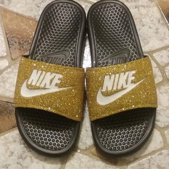 glitter nike slides