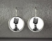 Microphone earrings, Retro microphone earrings, Microphone jewelry