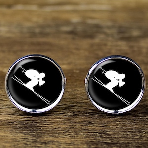 Ski Cufflinks: Silver Plated Winter Sports Accessories