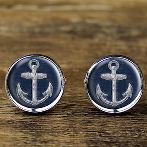 Silver Plated Anchor Cufflinks: Nautical Jewelry
