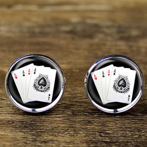 Poker cufflinks, Playing Cards cufflinks, Poker jewelry