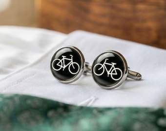 Bicycle Cufflinks for Men Cyclist Gift Cycling Groomsmen Wedding Silver Bike Silhouette Sport Jewelry Mens Accessories Him