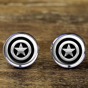 America Shield cufflinks, Superhero cufflinks, Star Shield cufflinks