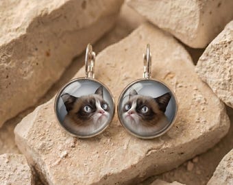 Cat Earrings Quirky Mom Gift Funny Resin Dangle Jewelry for Her