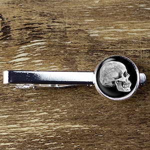 Skull tie clip, Skeleton  tie bar, Gothic Sķull head jewelry accessories