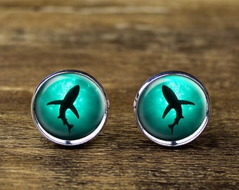 Shark cufflinks, Nautical cufflinks, Shark jewelry, Shark accessories