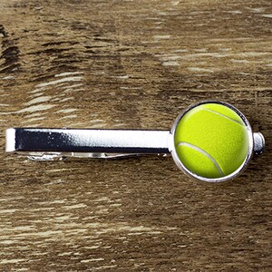 Tennis Ball Tie Clip: Silver Plated Sports Tie Bar