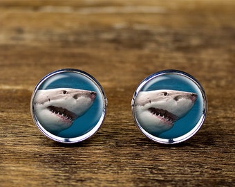 Shark cufflinks, Nautical cufflinks, Shark jewelry, Shark accessories