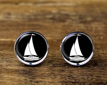 Sailboat cufflinks, Sailing Boat jewelry, Nautical accessories