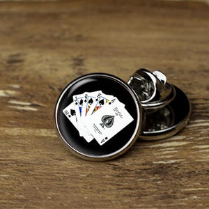 Poker Lapel Pin, Playing Cards Lapel Pin, Poker Tie Tack, Playing Cards Brooch