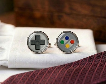 Colorful Game Button Cufflinks Gamer Retro Groomsmen Gift Men Silver