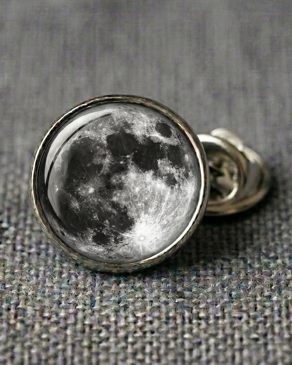 Full Moon Lapel Pin Space Astronomy Celestial Gift Tie Tack for Him Men