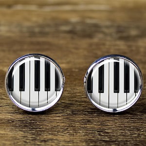 Piano Cufflinks: Silver Plated Music Jewelry