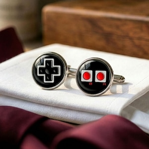 Retro Game Controller Cufflinks NES Gamer Groomsmen Gift Men Silver