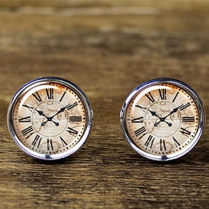 Clock cufflinks, vintage clock cufflinks, steampunk cufflinks