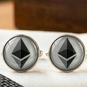 Ethereum Cufflinks Crypto Blockchain Tech Groomsmen Gift Men Silver