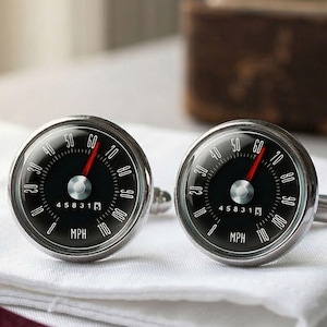 Speedometer Cufflinks Classic Car Lover Racing Driver Gift Men Silver