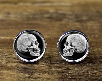Cufflinks of X-ray skull resin dome silver cuff links 17mm brass plate rhodium Cufflinks of X-ray skull resin dome silver cuff links 17mm brass plate rhodium