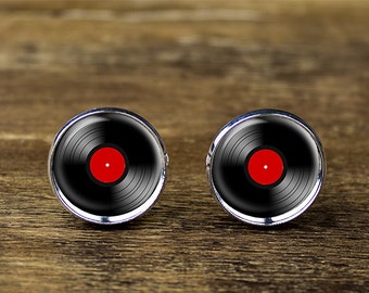 Vinyl Record cufflinks, Vinyl Record jewelry, Vinyl Record accessories