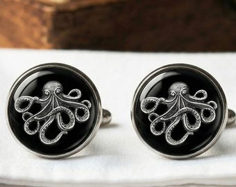 Octopus Cufflinks Kraken Nautical Steampunk Groomsmen Gift for Him Men