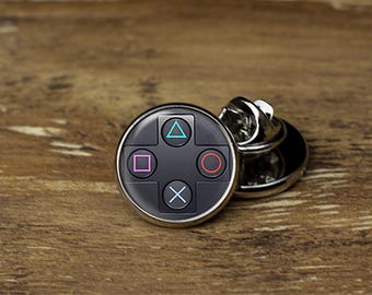 Video Game Controller Lapel Pin: Rhodium Plated Gamer Accessory