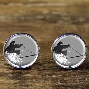 Ski Cufflinks: Silver Plated Winter Sports Accessories