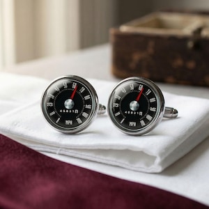 Speedometer Cufflinks for Men Car Lover Gift Classic Vintage Auto Mechanic Groomsmen Racing Driver Birthday Silver Mens Cufflinks Gift