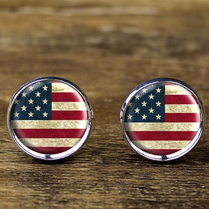 USA flag cufflinks, US flag cufflinks, American flag cufflinks, USA flag jewelry