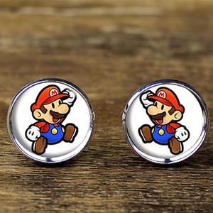 Super Mario cufflinks, Super Mario jewelry, Super Mario accessories