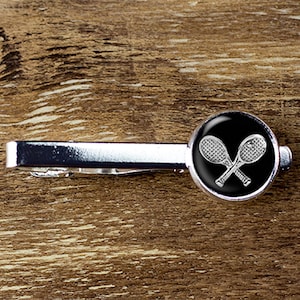 Tennis Racket Tie Clip: Silver Plated Sports Tie Bar