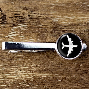 Boeing Airplane Tie Clip: Silver Plated Pilot Gift