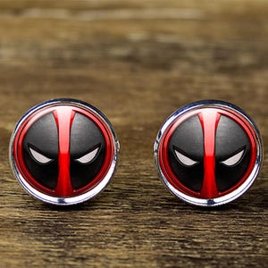 Deadpool Cufflinks: Silver Plated Brass, Comic Book Jewelry