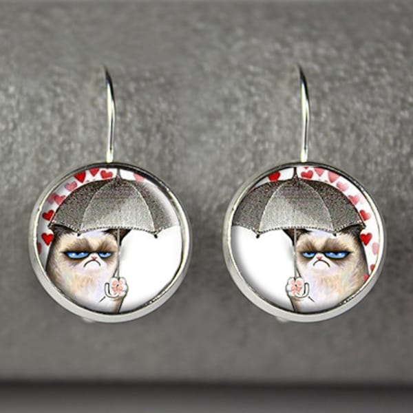 Grumpy Cat earrings, Grumpy Cat jewelry, Grumpy Cat accessories