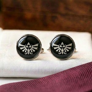 Triforce Symbol Cufflinks Fantasy Gamer Gift Men Wedding Groomsmen Silver Gaming Jewelry Hyrule Hero Retro Game Accessories Link