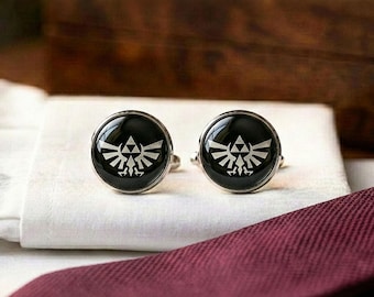 Legend of Zelda Cufflinks Sacred Triangle Symbol Fantasy Gift Men Silver