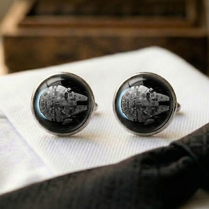 Millennium Falcon Cufflinks: Silver Brass Jewelry