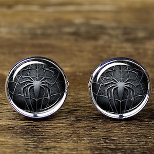 Spiderman Cufflinks: Silver Plated Superhero Jewelry