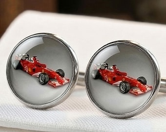 Formula 1 Racing Car Cufflinks F1 Groomsmen Wedding Gift Men Silver