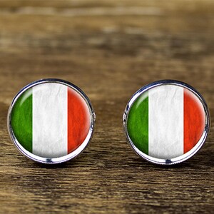 Italian flag cufflinks, Italy flag cufflinks, Italian flag jewelry, Italian cufflinks
