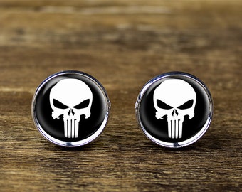 Punisher cufflinks, Punisher jewelry, Punisher accessories