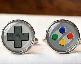 Colorful Game Button Cufflinks Gamer Retro Groomsmen Gift Men Silver