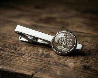 Tree of Life Tie Clip: Silver Plated Brass Tree Jewelry