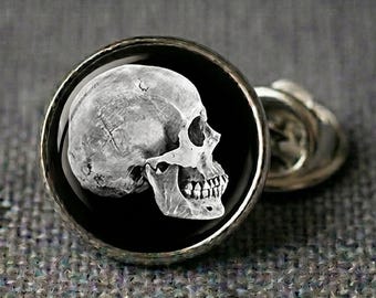 Skull Lapel Pin Gothic Anatomy Skeleton Gift Punk Tie Tack for Him Men