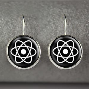 Atom symbol earrings, atom jewelry, atom symbol accessories