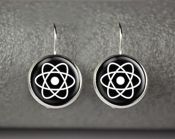 Atom Symbol Dangle Earrings, Science Jewelry Gift